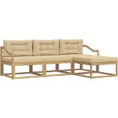 vidaXL Buiten bank set 4 st Wit en Beige Polyester