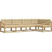 vidaXL Buiten bank set 4 st Wit en Beige Polyester