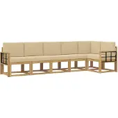 vidaXL Buiten bank set 6 st Wit en Beige Polyester