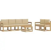 vidaXL Buiten bank set 7 st Wit en Beige