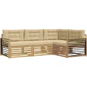 vidaXL Buiten bank set 5 st Wit en Beige Polyester