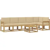 vidaXL Buiten bank set 7 st Wit en Beige Polyester