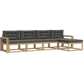 vidaXL Buiten bank set 4 st Wit en antracietkleurig Polyester