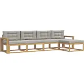 vidaXL Buiten bank set 4 st Wit en Lichtgrijs Polyester