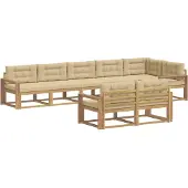 vidaXL Buiten bank set 6 st Wit en Beige Polyester
