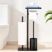 Unyqoos Stijlvolle Vrijstaande Toiletpapierhouder Set met Opbergplank en Borstel