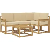 vidaXL Buiten bank set 5 st Wit en Beige