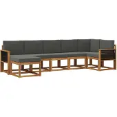 vidaXL Buiten bank set 7 pcs Natuurlijk en Antraciet Polyester