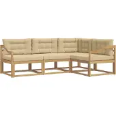 vidaXL Buiten bank set 3 st Wit en Beige Polyester