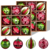 Unyqoos Set van 18 onbreekbare kerstballen met elfenmotieven in rood en wit