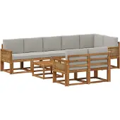 vidaXL Buiten bank set 9 st Naturel en lichtgrijs Polyester