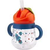 Unyqoos Blauwe babybeker met handgrepen en zachte tuit voor drinkplezier