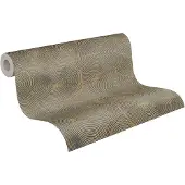 Unyqoos Stijlvol vliesbehang met cirkelpatroon in beige, metallic en zwart