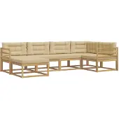 vidaXL Buiten bank set 5 st Wit en Beige Polyester