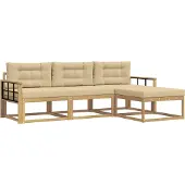 vidaXL Buiten bank set 4 st Wit en Beige Polyester