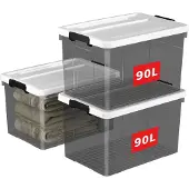 Unyqoos Transparante opbergdozen set met veilige sluiting en stapelbaar ontwerp