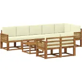 vidaXL Buiten bank set 9 st Natuurlijk en Crème Polyester