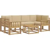 vidaXL Buiten bank set 7 st Wit en Beige