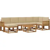 vidaXL Buiten bank set 8 st Natuurlijk en Beige Polyester