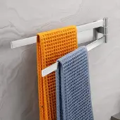 Unyqoos Zelfklevende draaibare handdoekhouder van roestvrij staal voor badkamer en keuken