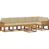 vidaXL Buiten bank set 7 st Natuurlijk en Beige Polyester