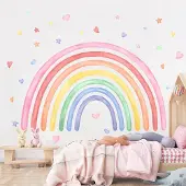 Unyqoos Kleurrijke zelfklevende regenboog muurstickers voor kinderkamer en babykamer