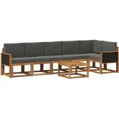 vidaXL Buiten bank set 7 st Natuurlijk en Antraciet Polyester
