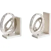 Beliani RABINA - Set van 2 boekensteunen - Wit/Zilver- Marmer