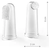Babyono - Set van 2 Vinger Tandenborstels - Voor Baby's - Zacht Siliconen - Met Beschermhoes