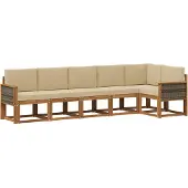 vidaXL Buiten bank set 6 st Natuurlijk en Beige Polyester