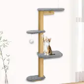 Unyqoos Wandgemonteerde kattenklimwand met 4 niveaus en pluche bekleding