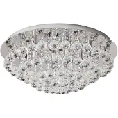 LINDBY Plafondlamp kristal Antonino, dimbaar, chroom / zilver, Woon-/ Eetkamer, Kristal, Modern, plafondlamp