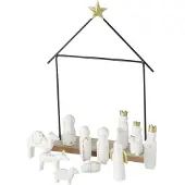 Boltze - Kerststal -Minimalistisch - NATOS - 11 figuren - Metaal - Polyresin -22x32x6cm
