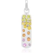 Cavill - Zilveren hanger 925 Sterling Gerhodineerd - 0 33 ct gele oranje roze Madagaskar saffieren - modern rond ontwerp - kleurrijk elegant sieraad