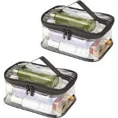 Unyqoos Reistoilettas, 2-pack cosmetische tas voor het opbergen van make-up, zwart.