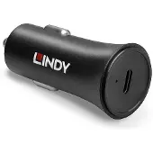 Lindy Enkele poort USB Type C autolader, Auto-adapter, Zwart