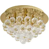 LINDBY Plafondlamp kristal Gillion, dimbaar, messing / goud, Woon-/ Eetkamer, Kristal, Design, plafondlamp
