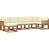 vidaXL Buiten bank set 7 st Natuurlijk en Crème Polyester