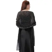 Unyqoos Fonkelende Chiffon Trouwsjaal met Strass – Formele Sjaal voor Vrouwen