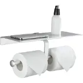Unyqoos Stijlvolle Dubbele Toiletpapierhouder met Handige Opbergplank voor Badkamer