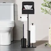 Unyqoos Vrijstaande toiletpapierhouder met borstel en opbergbox voor badkamer