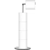 Unyqoos Vrijstaande toiletrolhouder, verchroomd metaal – dispenser met ruimte voor 6 reserverollen, compatibel met jumbo-, mega-, dubbele en standaardrollen