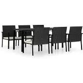 vidaXL 7-delige tuinset, polyrotan, zwart