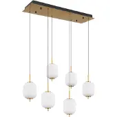 Globo Lighting Gouden Hanglamp Ewald 6 Lichts Wit Glas
