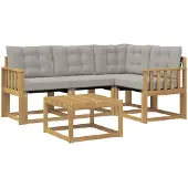 vidaXL Buiten bank set 5 st Wit en Lichtgrijs