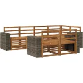 vidaXL Tuinset met 7 zitplaatsen, natuurlijke kleur, polyester