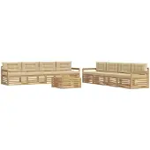 vidaXL Buiten bank set 9 st Wit en Beige Polyester