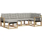 vidaXL Buiten bank set 6 st Wit en Lichtgrijs