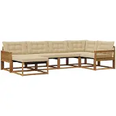 vidaXL Buiten bank set 6 st Natuurlijk en Beige Massief Acacia Hout