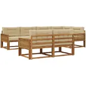 vidaXL Buiten bank set 8 st Natuurlijk en Beige
